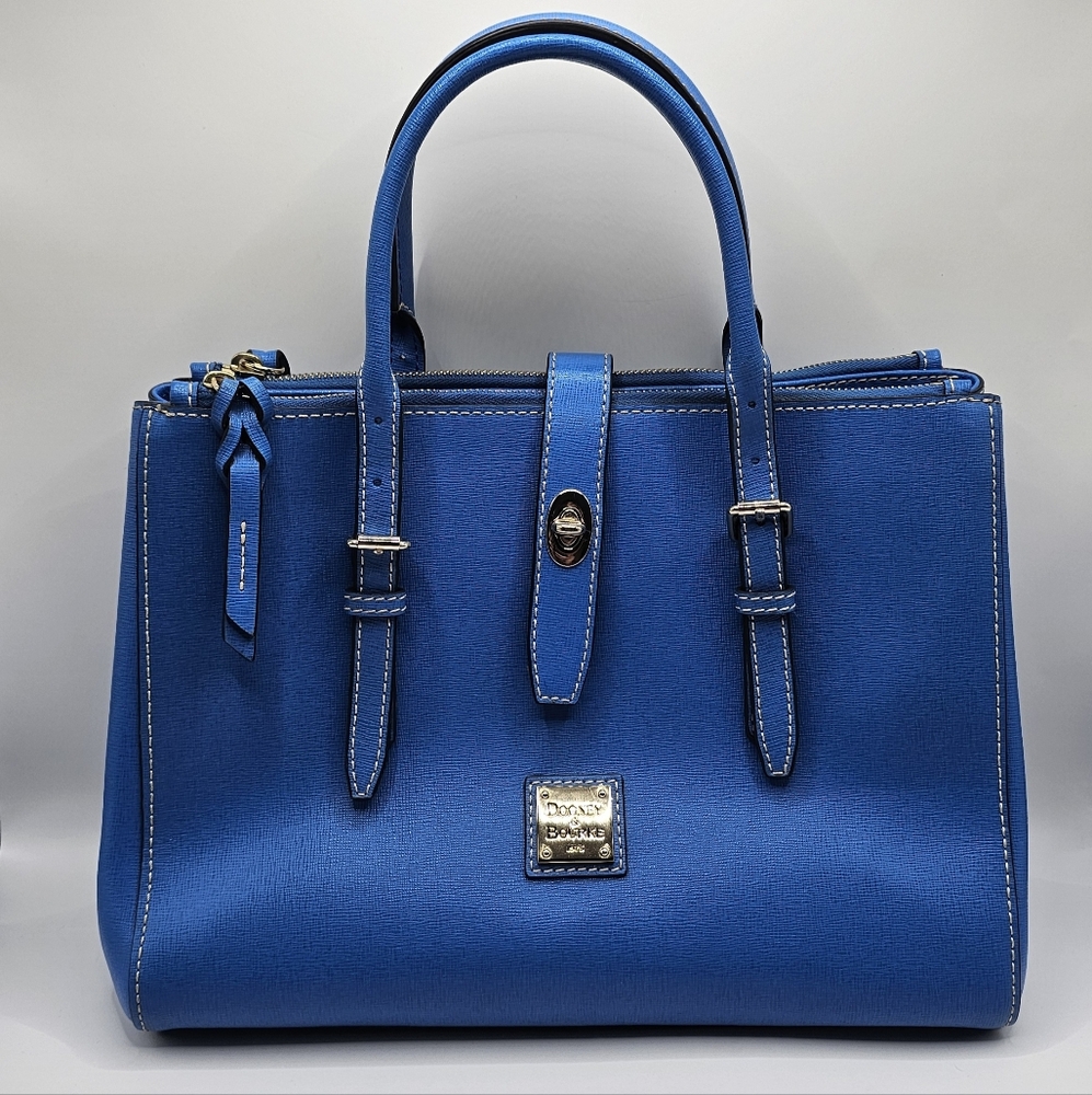 Dooney & Bourke Genuine Leather Handbag  Blue Antique Red Inside